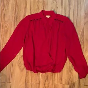 Bright red shear long sleeve top
